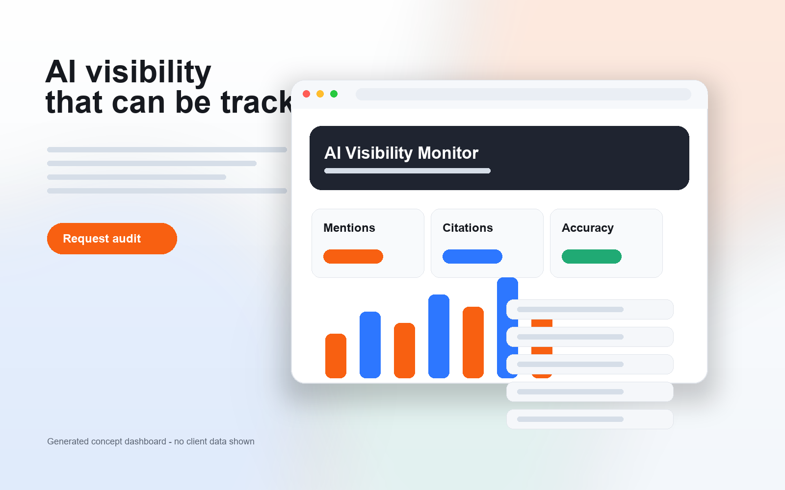 Generated AI visibility monitor dashboard concept