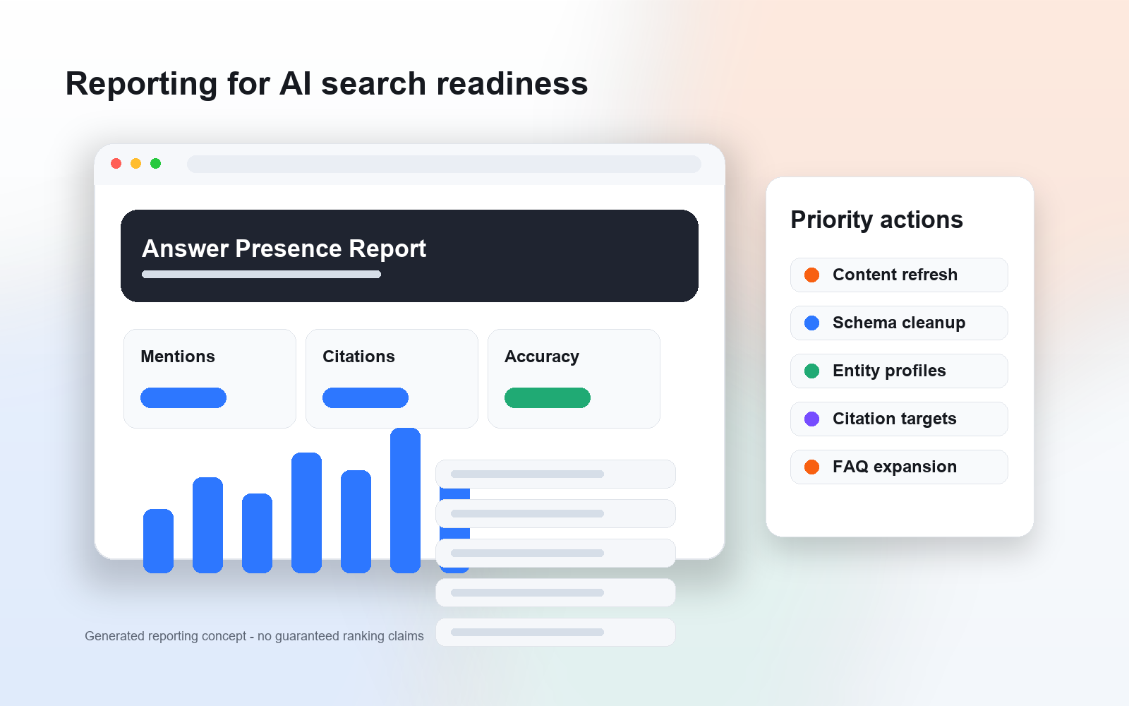Search visibility dashboard concept