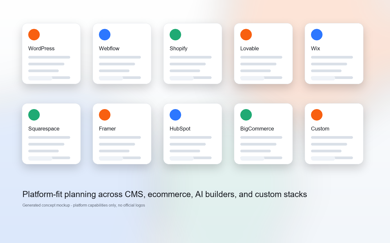 CMS platform website mockups